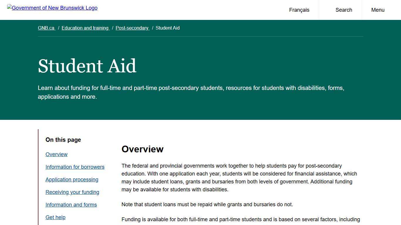 Student Aid - gnb.ca